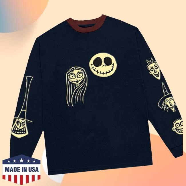 Eyesore Merch Store The Nightmare Before Christmas 'Faces Aop' (Blue) Long Sleeve Funny Shirt