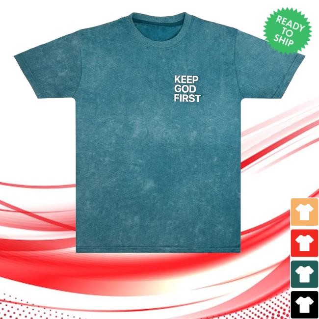 I'm Still Here Because I Kept God First Sweatshirt Red Letter Clothing Merch Store Blue Acid Wash Keep God First