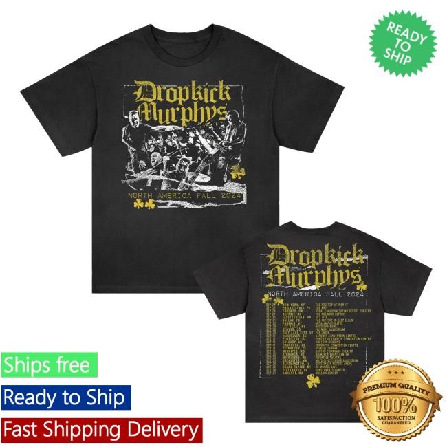 Official Dropkick Murphys Store North America Fall 2024 Tour T-Shirt (Black) Shirt
